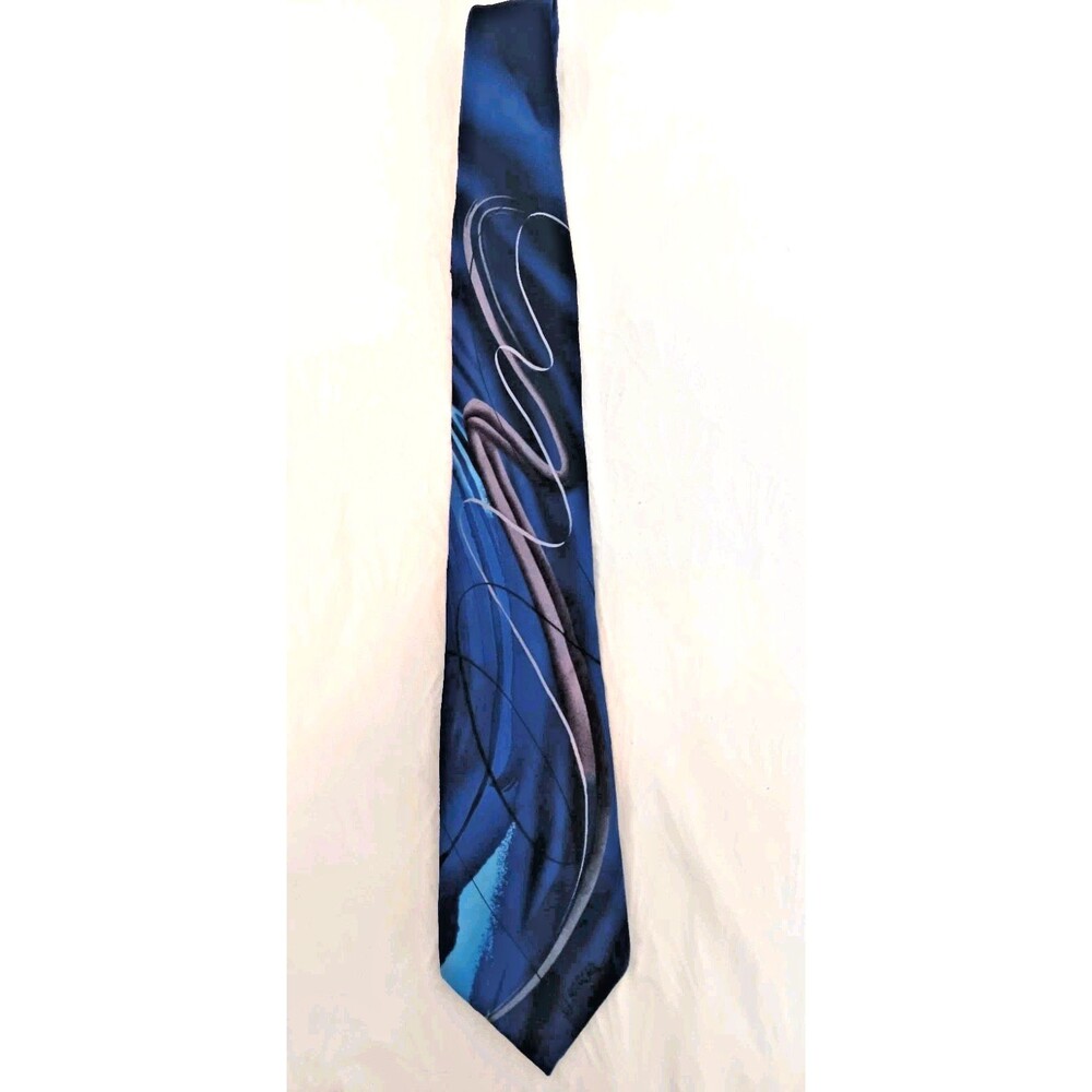 J Garcia Artist Proof No 9 Watercolor Collection Blue Abstract 100% Silk Tie